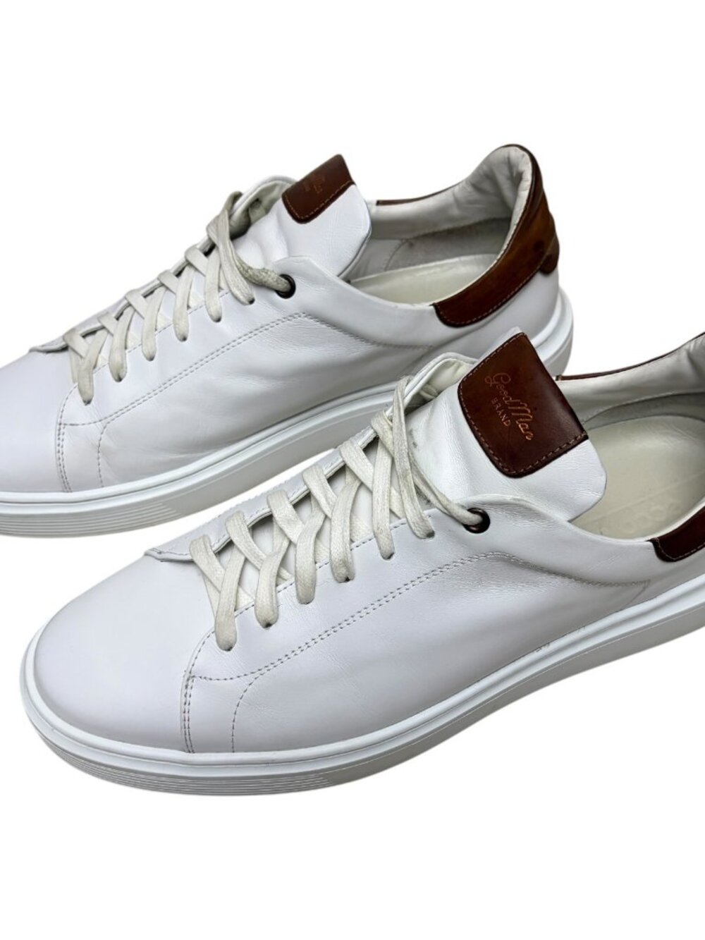 GOODMAN BRAND Luxury Designer LEATHER Casual White Sneakers Shoes Mens 13